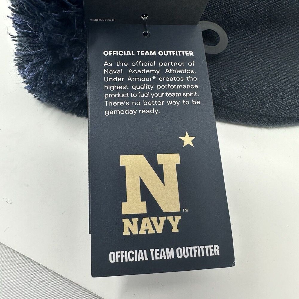 NEW Under Armour Naval Academy Midshipmen Navy Cuffed Pom Hat Winter Cap Beanie - Picture 7 of 8